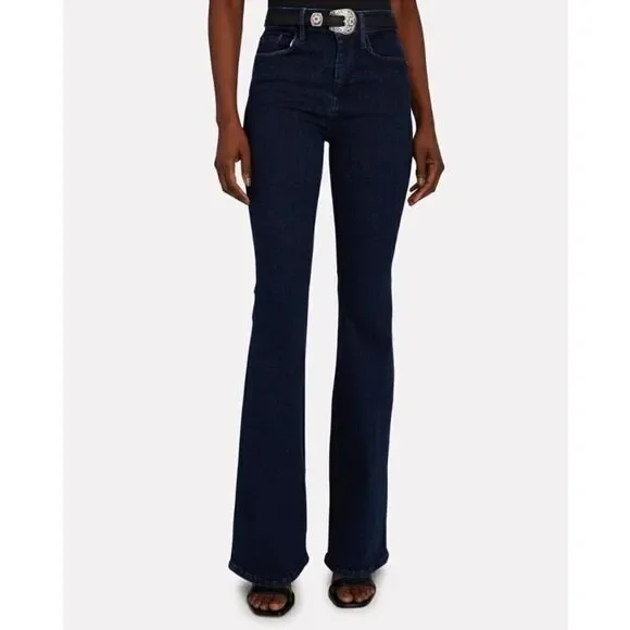 NWT FRAME Le One Flare High Rise Stretch Denim Jeans In Keller Blue Size 2 - Picture 6 of 11